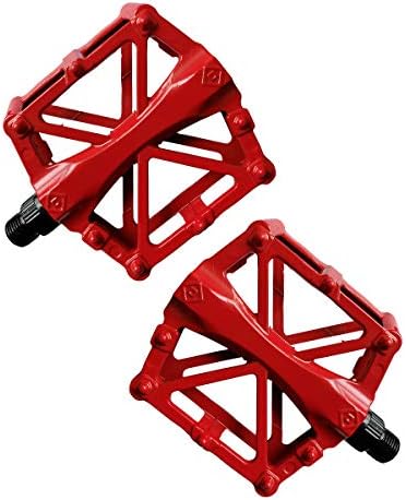 SportMore Metal Bike Pedals fit Mountain Road Bicycle Compatible with MTB BMX - Red
