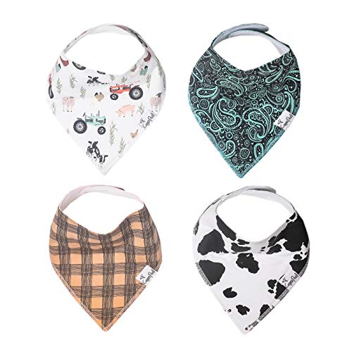 Image of Copper Pearl Baby Bandana Bibs - 4 Pack Soft Cotton Baby Bibs for Drooling and Teething, Absorbent Drool Bibs for Baby Girl and Boy, Adjustable to Fit Newborns to Toddlers, Tons of Styles (Jo)