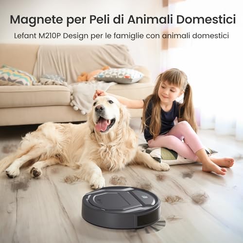 LEFANT Robot Aspirapolvere,Potenziamento del Tappeto,2200Pa,120 Minuti,Piccolo aspirapolvere robot 7,8 cm sottile 28 cm Diam,Wi-Fi/App/Alexa,Ideale per peli di animali domestici M210P Grigio - Immagine 1
