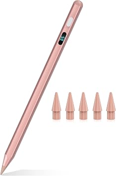 Stylus Pencil for Apple 2018-2026 iPad, 2X Fast Charge USB-C iPencil with LED Power Display Compatible iPad 11/10/9/8/7/6th Gen, iPad Pro 11"/12.9"/13" M4, Air 3/4/5/M2/M3, Mini 5/6/7 Gen-G5 Rosegold