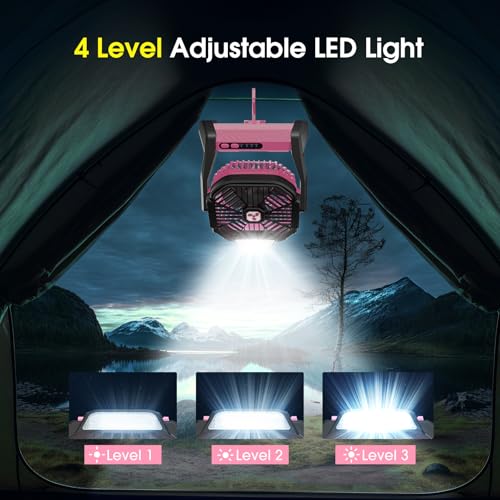 Peouix Portable Rechargeable Fan, 20000mAh Cordless Battery Powered Camping Tent Fans with LED Lantern, Small USB C Operated Outdoor Ventiladores for Travel Camp Fishing Office Home Essentials - Image 6
