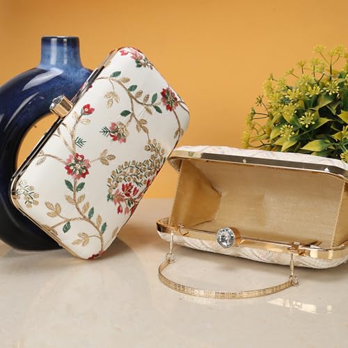 Image of LONGING TO BUY Hand Crafted Designer Box Clutch - Zari Embroidery For Women