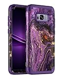 Miqala for Galaxy S8 Case,Shiny in The Dark Three Layer Heavy Duty Shockproof Hard Plastic Bumper +Soft Silicone Rubber Protective Case for Samsung Galaxy S8,Deep Purple