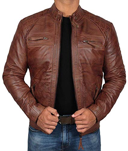 Blingsoul Brown Leather Jacket for Men | [1100081] Johnson Real Brown, XS
