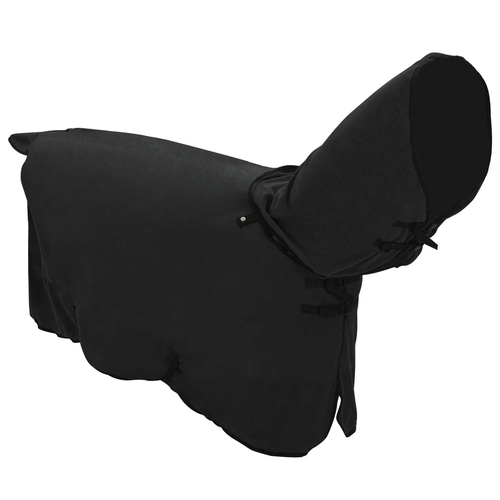Manta de caballo negra de 85 cm, poliéster, impermeable, transpirable, resistente al viento, para pastoreo, exterior, transición con correa ajustable, protección para cuello y pecho en invierno