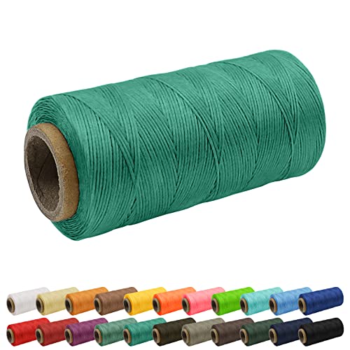 Uiopa 1mm Waxed Thread, 260m 150D Leather Sewing Thread, Hand Stitching Flat Waxed Cord for Leather Craft Bookbinding