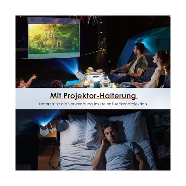 HIPPUS Mini Smart Beamer 4K Full HD 1080P 180°Dreh Portable Projector klein Videoprojektor Handy Android OS 11.0 mit 2.4/5G WiFi Bluetooth 5.0 automatischer Keystone-Korrektur Heimkino Beamer – Bild 7