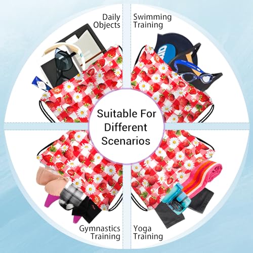 Image of Gymnastics Grip Bag Waterproof Gymnastics Pouch Stawberries Daisy String Bag for Gym