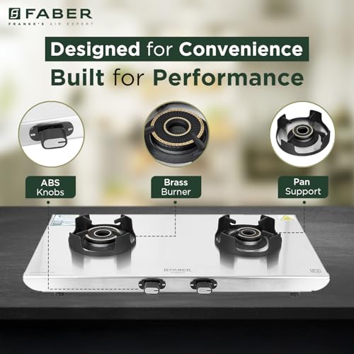 Image of Faber Ember Stainless Steel Cooktop | 2 Brass Burners - Jumbo & Small | Manual Ignition | Diamond-Coated Pan Support | 5Yr Warranty on Burners & 2Yr Comprehensive by Faber | Cooktop Ember 2BB SS CI