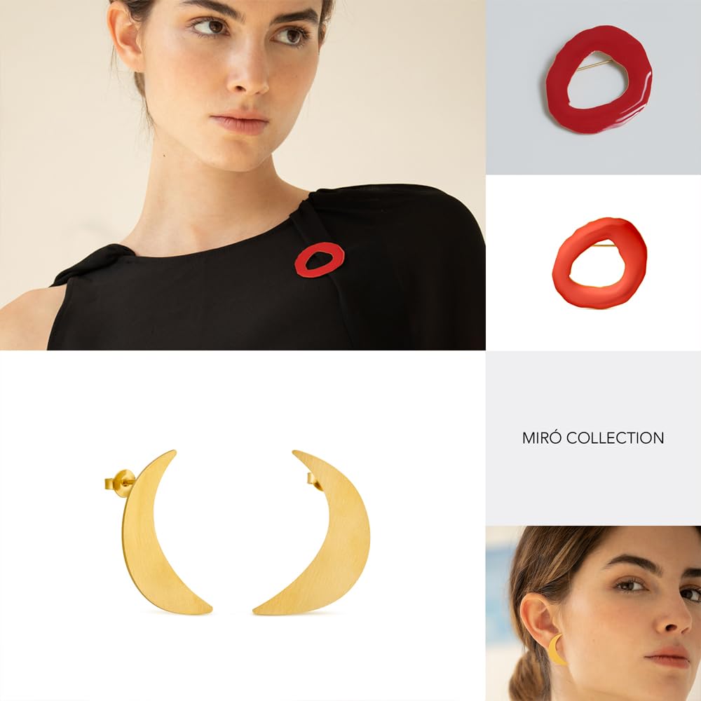 PENDIENTES DORADOS MIRÓ JEWELRY | Diseñado por Joidart | Colección Miró | Metal con baño de oro de 24 K