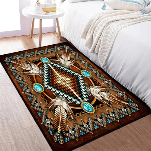 Tapete decorativo 4x6 ft estilo Azteca lavable miniatura 3