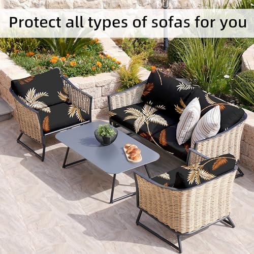 Image of 8Pcs Stretch Patio Cushion Covers,Outdoor Couch Covers Replacement,Outdoor Couch & Sofa Slipcovers,for Patio Furniture Cushion Covers,Washable Reusable Furniture Protector(Coconut Forest, Cover Only)