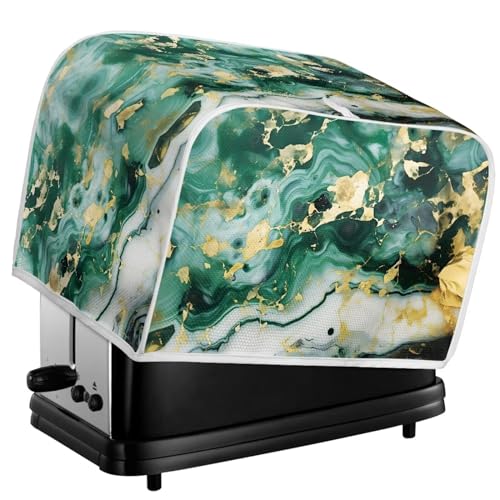 Image of Toaster Cover Kitchen Bakeware Protector Fits for Most Standard 2 Slice Toasters, Keep Toaster Free From Dust And Fingerprint Oven Dustproof Cover, Green Gold Marble