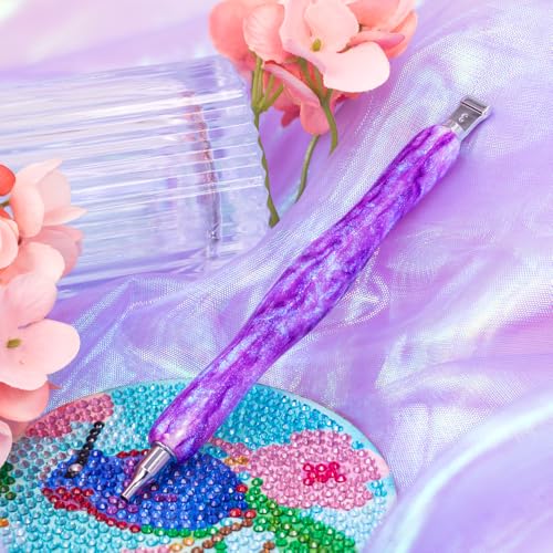Image of Praise V Do Diamond Painting Art Drill Pen Kit with Screw Stainless Steel Rose Metal Tip Nibs Placers Roller Tool Accessories, Ergonomic Diamond Art Pen for 5D Diamond Paint Bead Dot Purple
