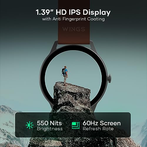 Image of Wings Platinum Smartwatch with 1.39 inch HD IPS Display 110+ Workout Modes, 200+ Watchface, powerful 260mah Battery, 7 Days Battery Life, advanced Bt 5.3 Calling 24 /7 Health Monitoring, Ai Voice Assistant