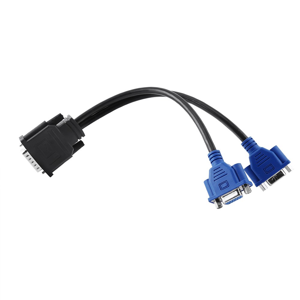 VGA Splitter Cable, DMS-59 Pin Male to 2 VGA 15 Pin Female Splitter Adapter Cable Wire for Screen Duplication, VGA Monitor Y Splitter Cable 1 Male to 2 Female,