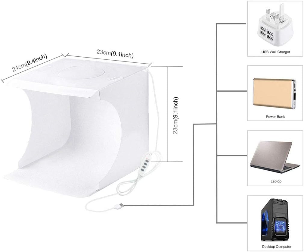 Photo Studio Light Box 202020cm Mini Portable Lighting Soft Tents with USB Fill Light Ring 6 Colors Background Home Jewellery Food Shoes Still Life Shooting
