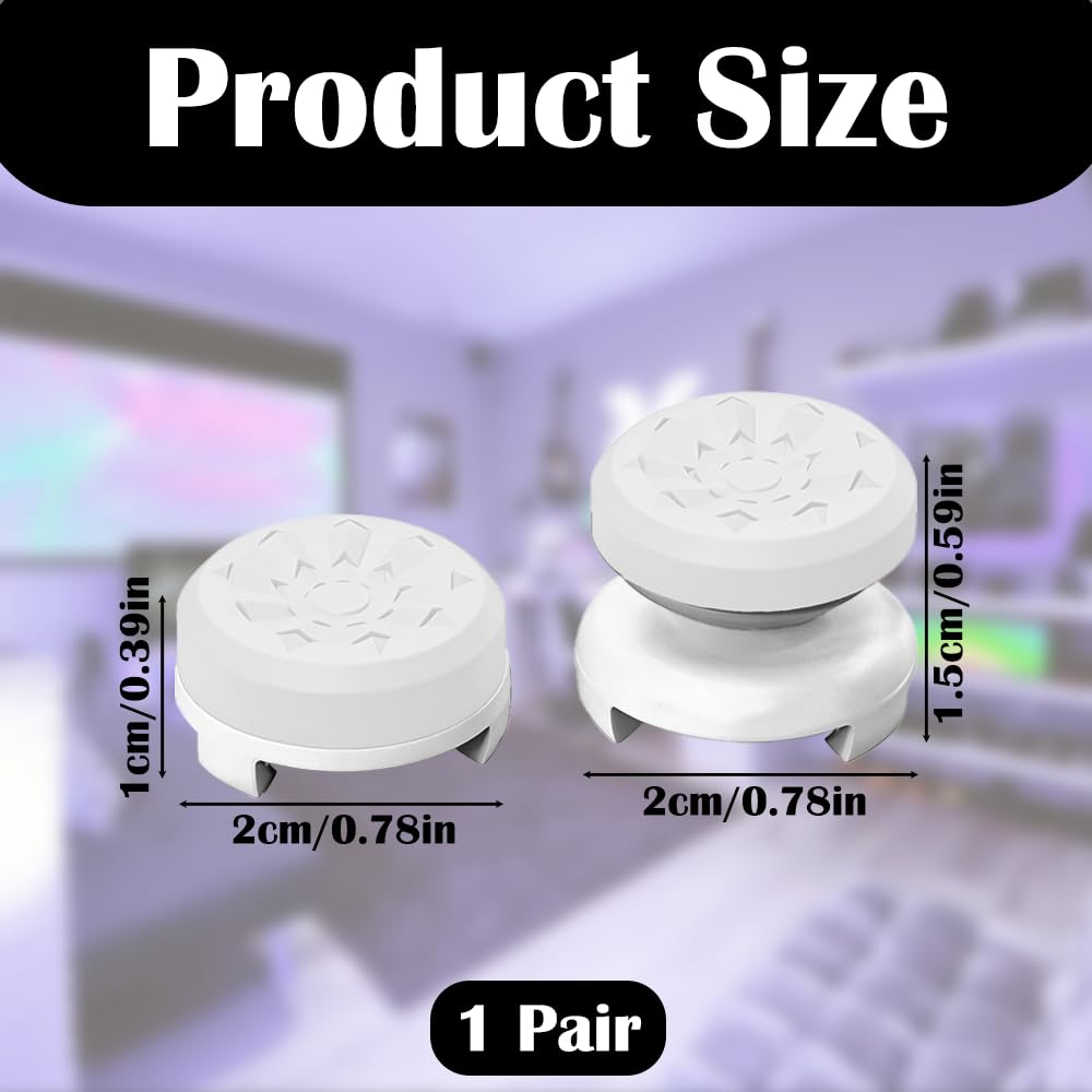 White Thumb Stick Grips for PS5 & PS4 Controllers, Anti-Slip Silicone Controller Thumb Grips, Joystick Grip Caps to Improve Accuracy & Reduce Fatigue, Gaming Analog Stick Covers (2PCS) - 2