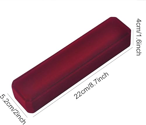 Vista 3 de iSuperb 2 cajas largas de terciopelo rojo para collares, cadenas, pulseras y cajas de 8.7 x 1.6 x 2 pulgadas, caja de regalo de almacenamiento