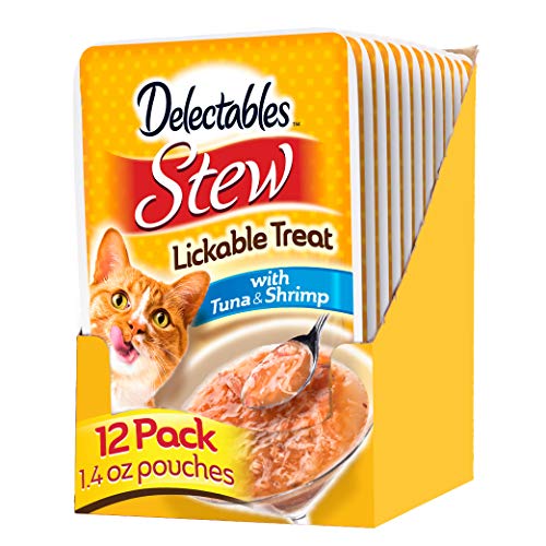 Hartz Delectables Stew Lickable Wet Cat Treats for Adult & Senior Cats, Tuna & Shrimp, 12 Count