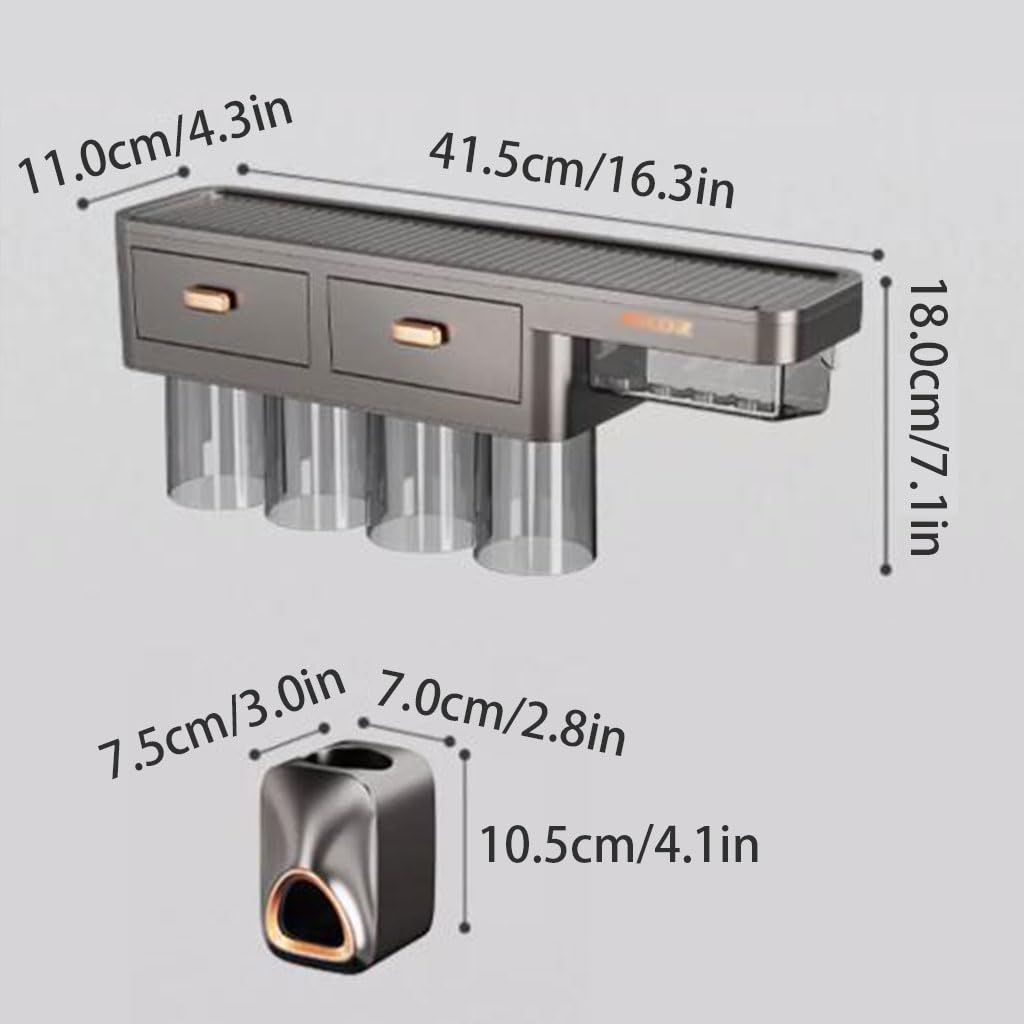 Conveniente Set portaspazzolino in plastica a Parete, Organizer per Bicchieri per collutorio di Grande capacità con spremidentifricio Pratico
