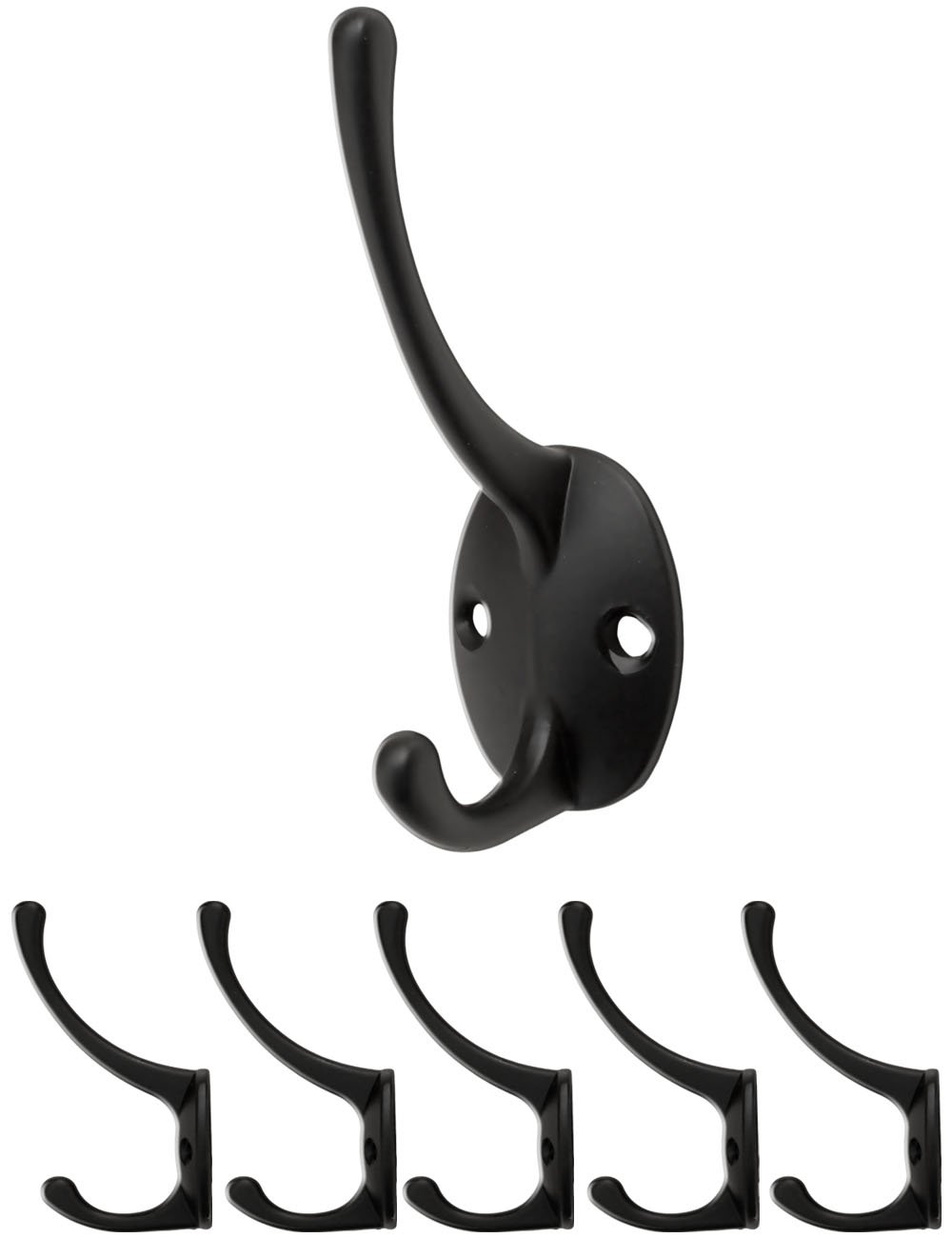 Fuxxer Bronze,Black Antique Hook For Coats / Towels / Clothes / Hats, Cast Iron Vintage Cottage Retro Design, Bronze Colour, Set Of 5 In Black