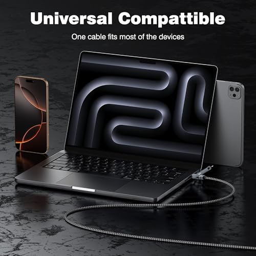Multi USB Kabel 2M,Universal Ladekabel Mehrfach Anschlüsse mit USB C/A/Lightning,100W USB C Schnellladekabel mit Licht für iPhone 16 15 14 Pro/MacBook/iPad/Samsung Galaxy S23 S22 S21 usw 4