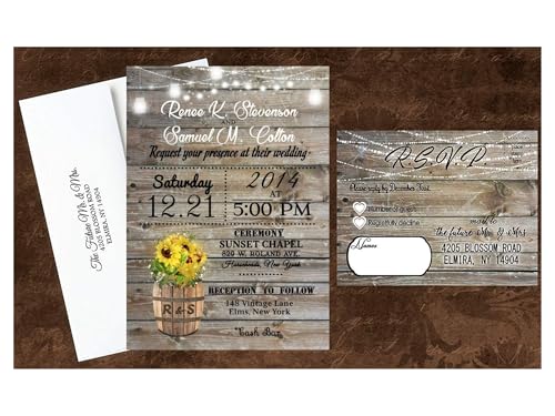 sunflower hippie wedding invitations