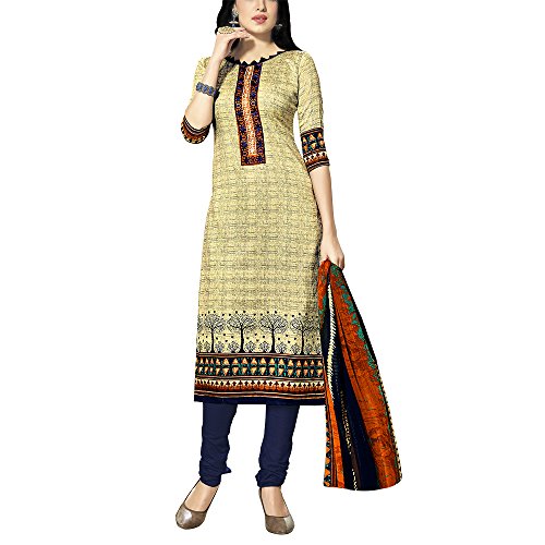Applecreation Women'S Beige Gless Cotton Salwar Suit (Bsm13002)