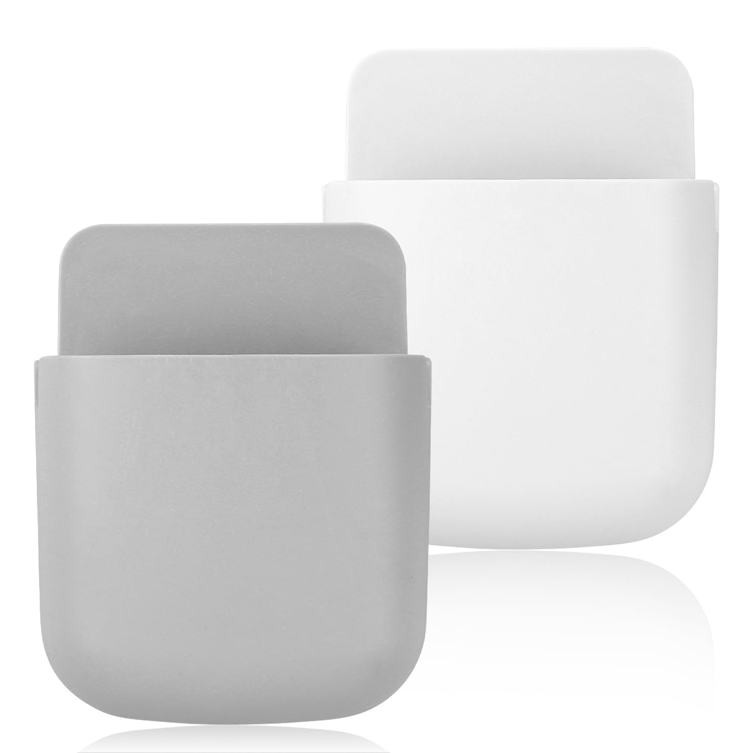 LuckiousBrand Remote Control Holder - Set of 2 Wall-Mounted TV Remote Holders with Self-Adhesive Back, Convenient Storage Box for Living Room, Armchair, and Bedroom, Includes Phone Holder Organizer