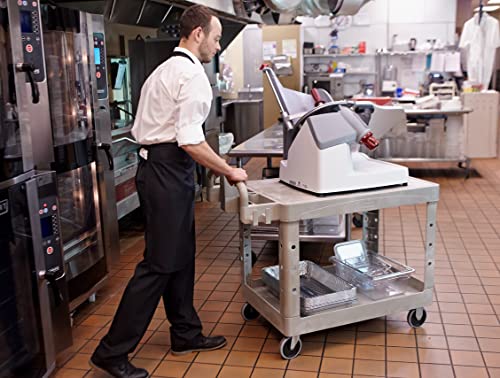 Image of Rubbermaid Commercial Products 2-Shelf Utility /Service Cart, Large, Black, Flat Shelves, Ergonomic Handle, for Warehouse /Garage /Cleaning /Manufacturing