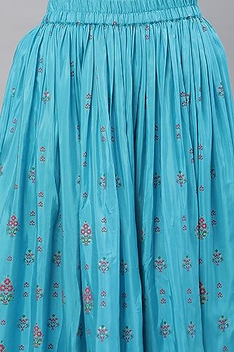 Image of Aurelia Printed Strechable Maxi Skirt for Women | Ankle Length Skirt for Women