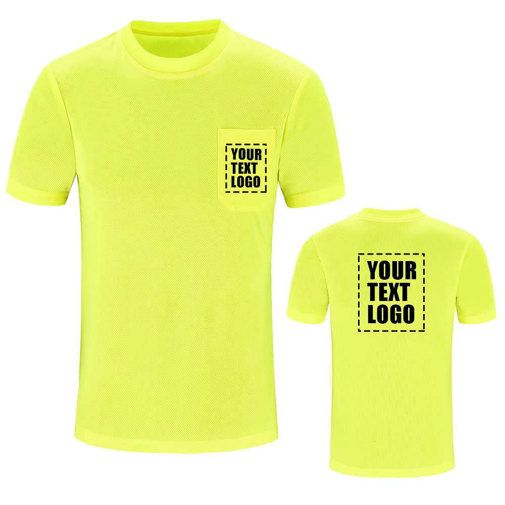 A-SAFETY Custom Shirt for Men High Visibility Safety Customize Logo Short Sleev T Shirt (XS-6XL)