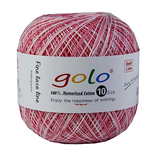 Image of golo Cotton Crochet Thread Balls Size 10 Cotton Colored Yarn for Crochet D-Strawberry