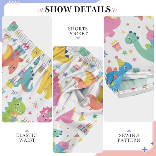 ZZXXB Birthday Dinosaurs Boys Long Pants Soft Trousers Elastic Waist Kids Lounge Bottoms with Pockets S-XL4
