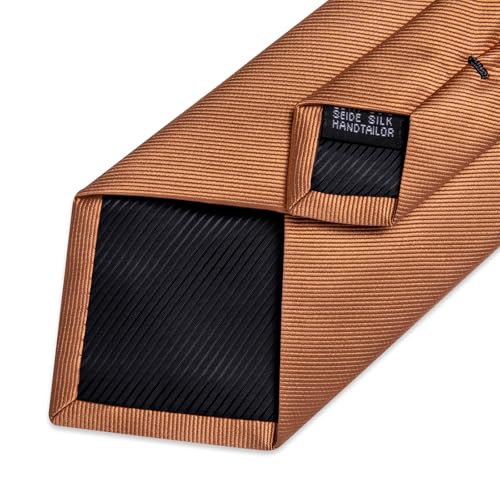 Image of DiBanGu Mens Silk Necktie Solid Color Tie and Pocket Square Cufflink Tie Clip Set Woven Plain Ties for Men Wedding Party