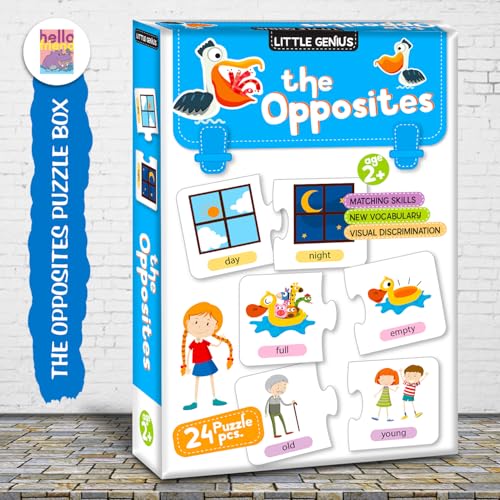 Image of The Opposite 24 Puzzle Game Box Set for Kids - Early Learning Activity with Matching Skills, Colorful Fun Illustrations for Kids, Toddlers - Ages 2+ Years