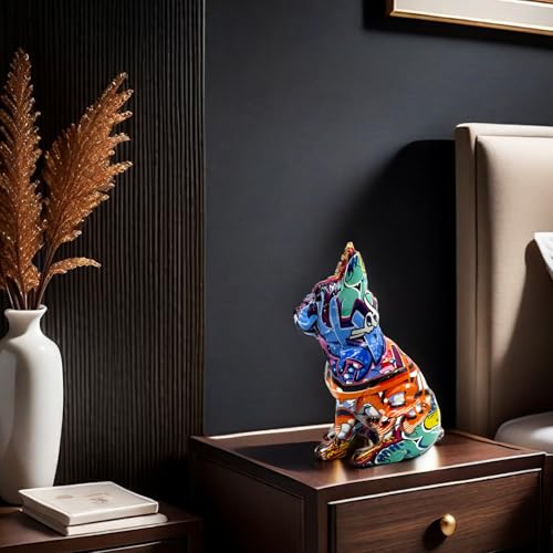 Escultura de bulldog francés colorida en resina 8 pulgadas miniatura 6