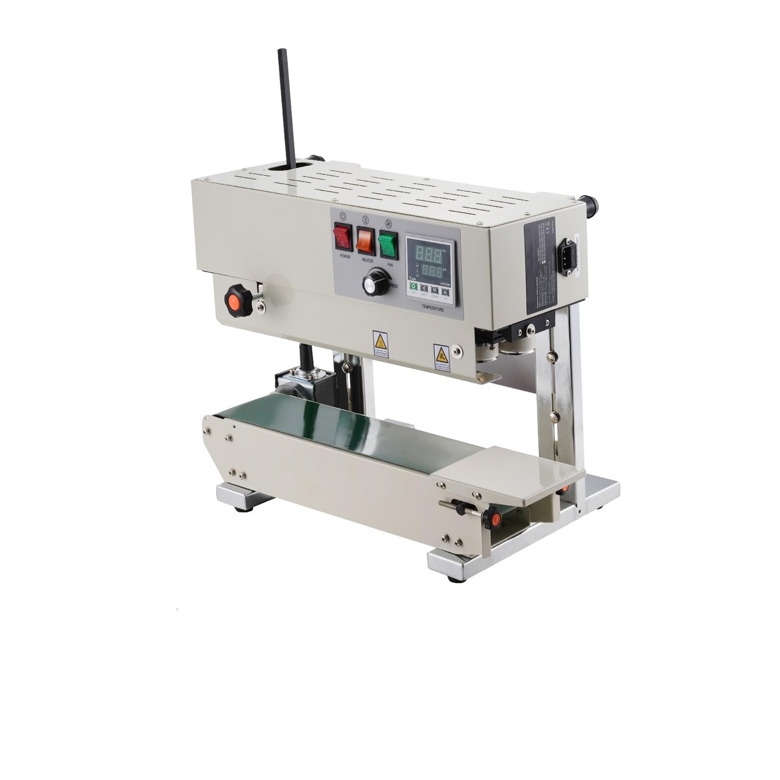 Vertical Band Sealer 6-12mm Seal Width Continuous Bag Sealing Machine for 0.02-0.8mm Plastic Bags Films Packing