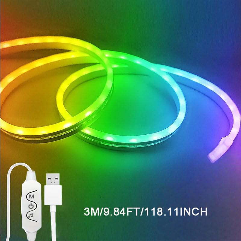 Tira de luces LED neón RGB USB 3 metros miniatura 4