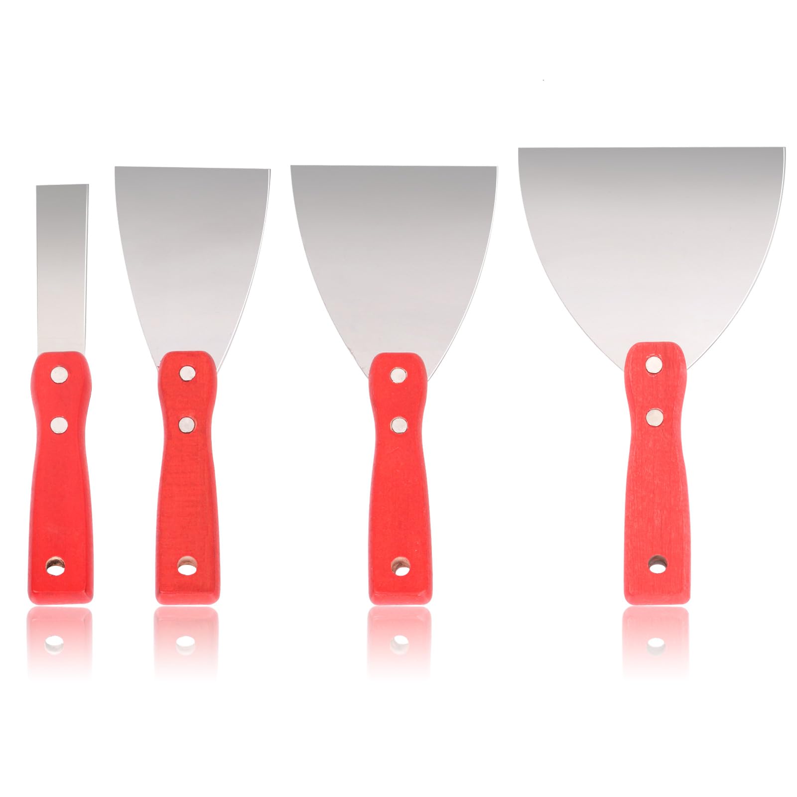 Glarks4Pcs Putty Knife Scrapers, 1/3/4/5 Inch Stainless Steel Spackle Knife, Flexible Putty Scraper Filling Knife Drywall Taping Knife Wall Paint Scraper Tool for Drywall Spackle, Plaster Scraping