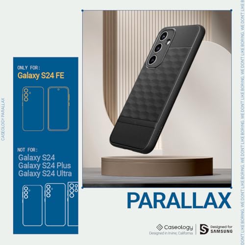 Image of CASEOLOGY by Spigen Parallax Back Cover Case Compatible with Samsung Galaxy S24 FE 5G [Ergonomic 3D Hexa Cube Designed] S24 FE Back Cover (TPU and PC | Matte Black)