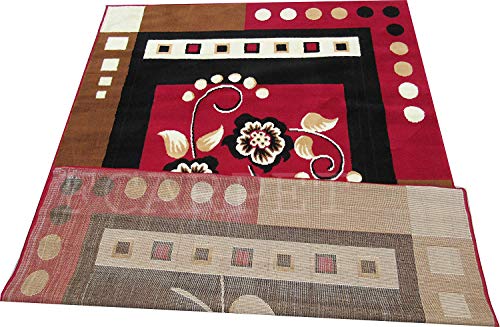 Image of Fine Quality Velvet Touch Rectangular Carpet 90X145 Cm(3X5 Feet) Red Multi