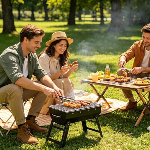 Cesta de parrilla de pescado con cierre seguro y estante grande de acero para asar camarones sin pérdidas 4