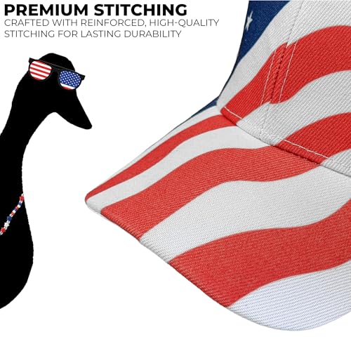 Image of Black Duck Brand Patriotic American Flag Baseball Cap - USA Stars & Stripes Adjustable Hat - Fourth of July, Memorial Day (4 Hats)