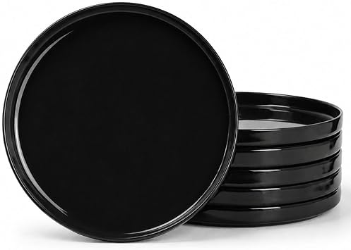 LaGlint 10.5 Inch Dinner Plate Set of 6, Black Opal Glass Plates