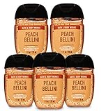 Bath and Body Works Pocketbac Hand Sanitizers Peach Bellini 5 Pack bundle. 1 Oz
