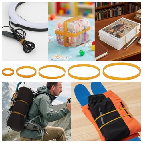 XRXYMQ 120 Stück Gummibänder 5 Größen Haushaltsgummi Breiter und Dicke Gummiringe Breit natürlichem Kautschuk Gummiringe für Büro Zuhause Haus Camping Survival Schulbedarf -2.5/4/5/6/7.5cm