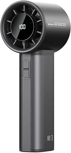 Ventilador turbo portátil de mano, mini ventilador personal ajustable de 100 velocidades, funciona con batería recargable USB-C de 4500 mAh,