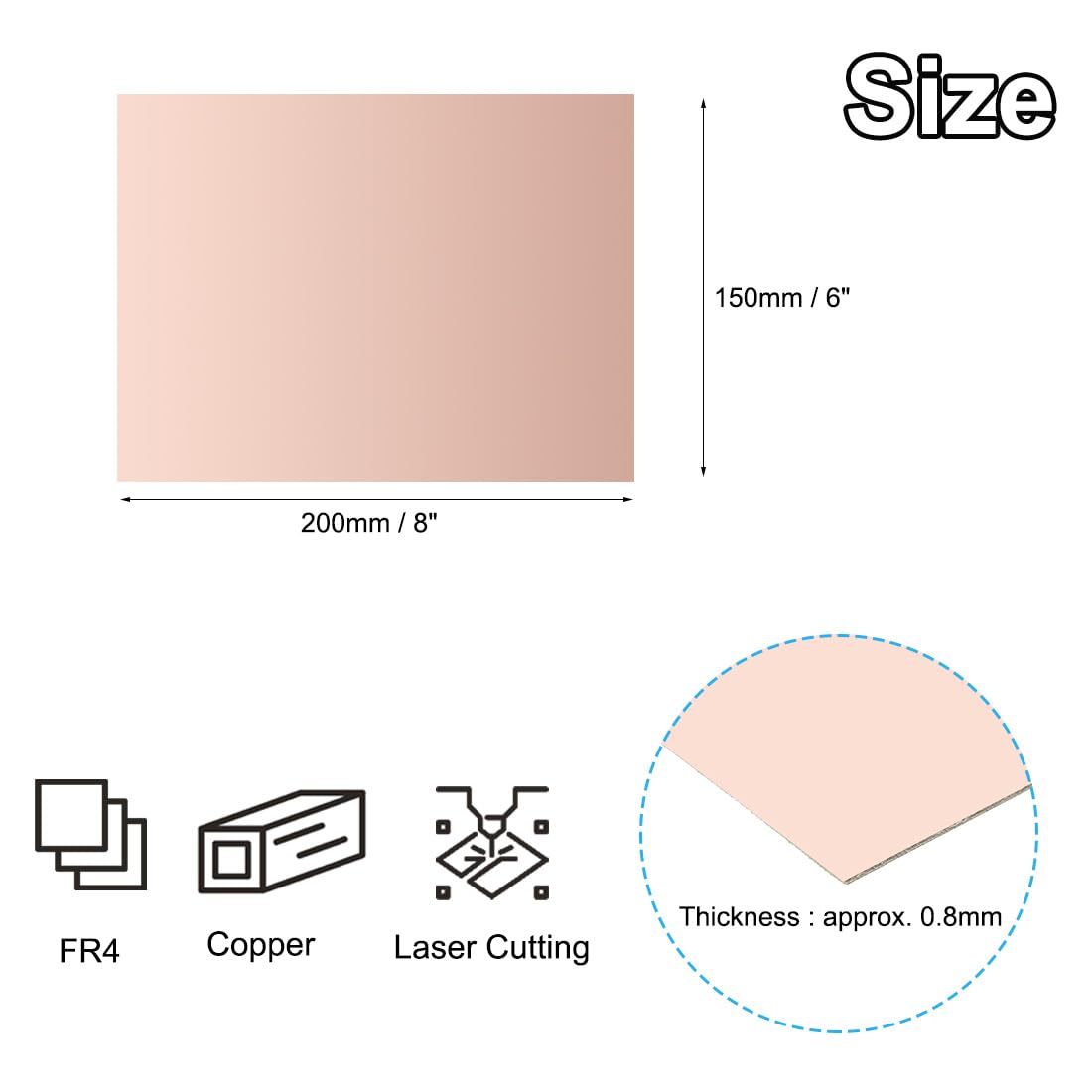 PATIKIL 6x8 Zoll Doppelseitige Kupferkaschierte Leiterplatte 12 Stück 0.8mm Dicke FR4 Kupferbeschichtete Universelle Schaltungsprototypenplatine Für Ätz-DIY PCB Kit